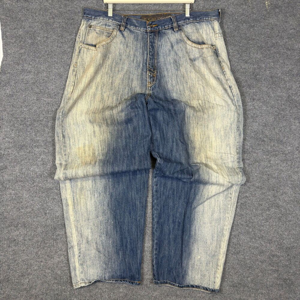 Dele Mens Super Baggy Jeans 44x34(42x31) Denim Hip Hop Wide Leg Grunge Y2K Skate